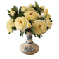 Artificial Peony Flowers 8 Gradient Purple Stems with Purple Vase