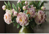 Artificial Peony Flowers 8 Gradient Purple Stems with Purple Vase