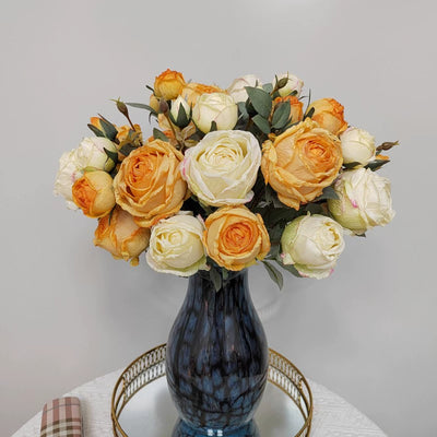 4-Bloom Scorched Edge Artificial Rose Arrangement with Vase